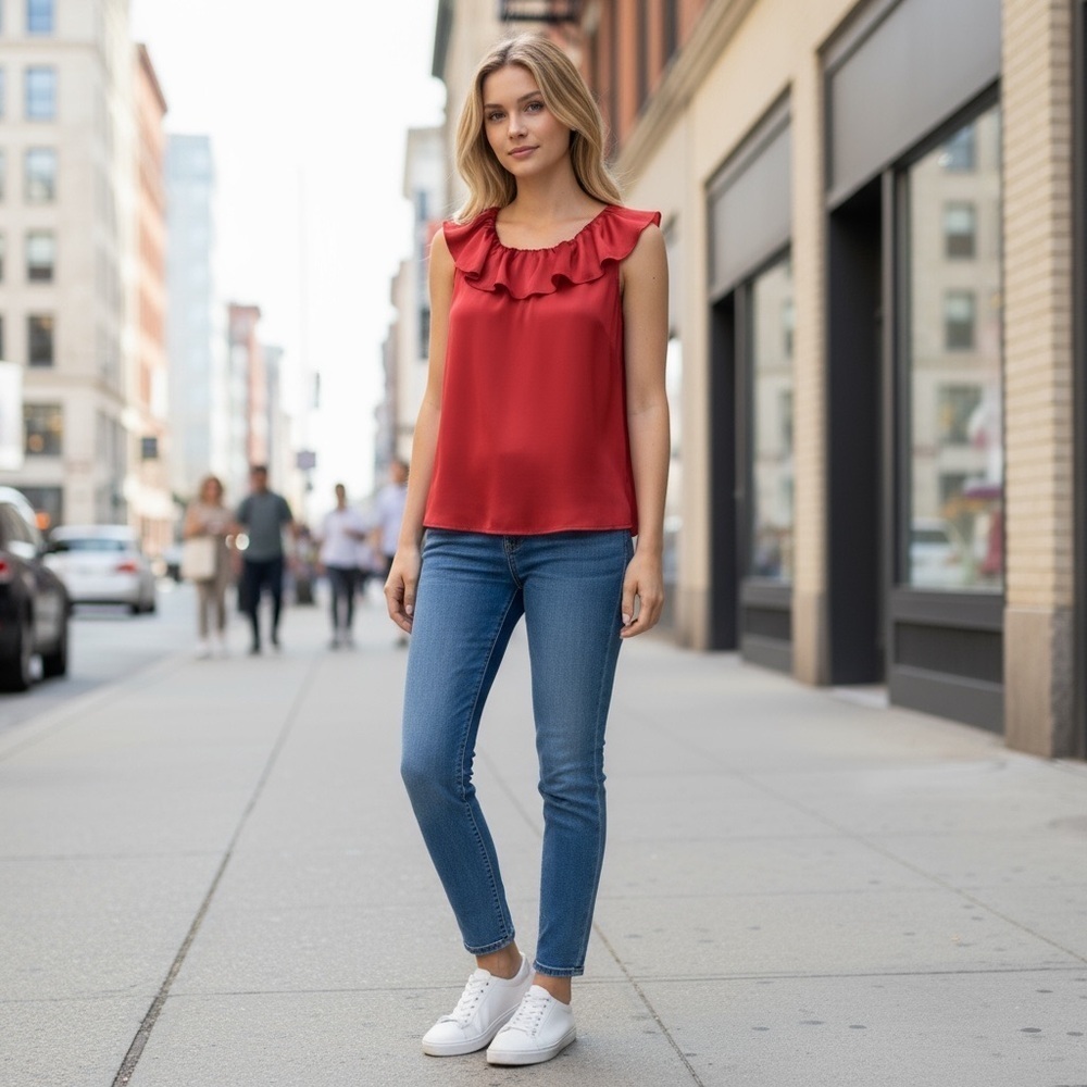 BCBGMAXAZRIA Red Cami Sleeveless Blouse